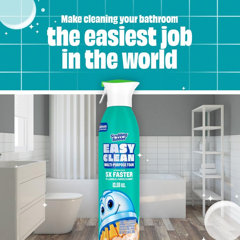 Scrubbing Bubbles Easy Clean Foaming Multipurpose Bathroom Cleaner, Continuous Spray Bottle, Fast Acting Foam, 13.58 Ounce