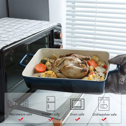 KOOV Bakeware Set - Ceramic Baking Dish with Gradient Blue Finish | 3-Piece Rectangular Casserole Set, 12 x 8.5 Inches