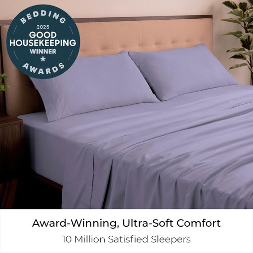 Mellanni King Sheets Set - 4 PC Iconic Collection Bedding - Hotel Luxury, Extra Soft, Cooling Bed Sheets - Wrinkle, Fade, Stain Resistant (King, Violet)