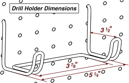 Drill Holder 2 Pack - Black Steel Tool Organizer - Perfect for Pegboard, Garage & Workbench