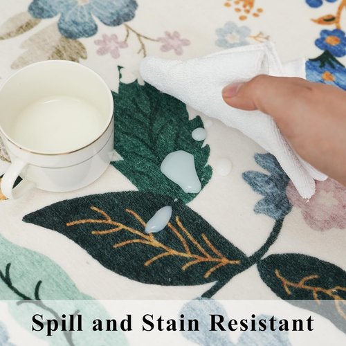 Hallway Floral Runner Rug by [Brand Name] - Washable, Non-Slip, Stain-Resistant Carpet | 2'6"x14", Cream