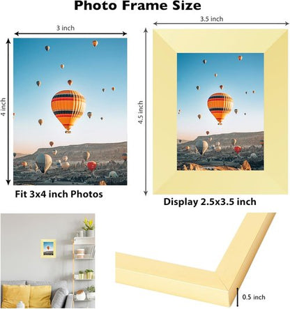 JCJMY Gold 3x4 Picture Frame - Versatile Wall Hanging or Tabletop Display with Shatter-Resistant Plexiglass