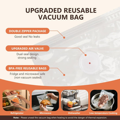 Skiennix Vacuum Sealer - Compact Handheld Food Sealer with 30 Reusable Bags for 10X Freshness