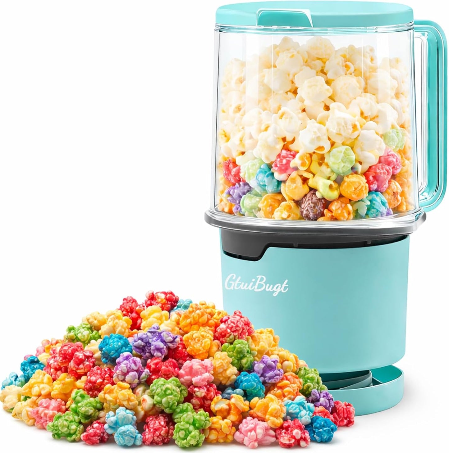 Skiennix Popcorn Maker - Hot Air Popcorn Popper with Built-In Serving Bowl | 8 Cups Capacity, Blue