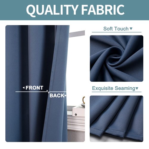 ChrisDowa Small Window Curtains for Kitchen and Bedroom - Grommet Short Thermal Insulated Room Darkening Curtains (2 Panels, Stone Blue, 42 x 36 Inch)