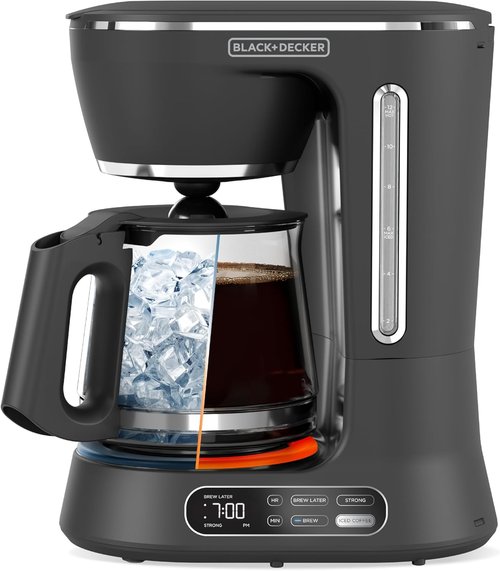 BLACK+DECKER 12-Cup Digital Coffee Maker - Programmable Iced or Hot Coffee, Quick Touch, 4-Hour Keep Warm