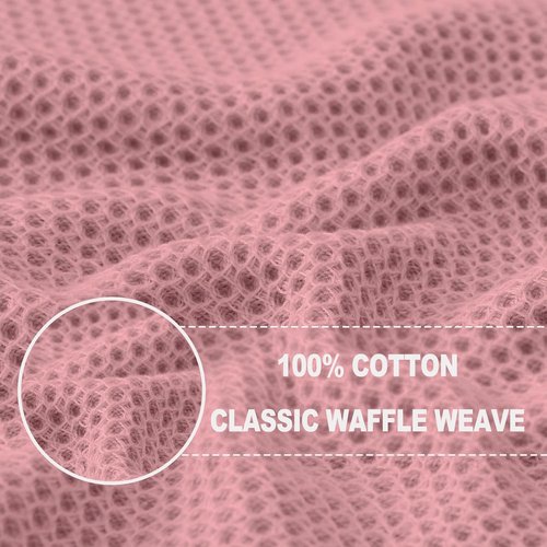 Homaxy 100% Cotton Waffle Weave Kitchen Dish Towels - Ultra Soft & Absorbent, Quick Drying | 13 x 28 Inches, 8-Pack, Dried Rose