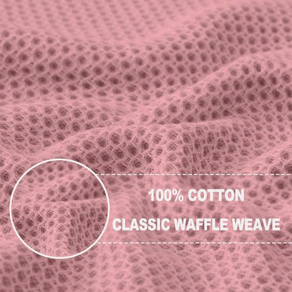 Homaxy 100% Cotton Waffle Weave Kitchen Dish Towels - Ultra Soft & Absorbent, Quick Drying | 13 x 28 Inches, 8-Pack, Dried Rose
