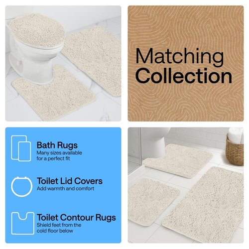 GORILLA GRIP Bath Rug Mat 60x17, Thick Soft Absorbent Chenille, Quick Dry Microfiber Mats, Rubber Backing Washable Shower Floor Rugs, Bathmat Runner, US Designed Bathroom Home Decor Accessories Ivory