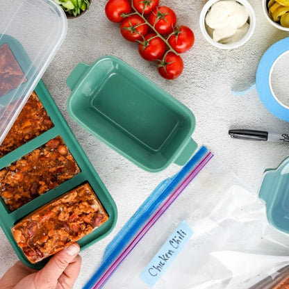Souper Cubes Stoneware Baking Dishes - Premium Mini Ceramic 5" x 3" Oven Dishes with Silicone Covers, Set of 4 - Kale