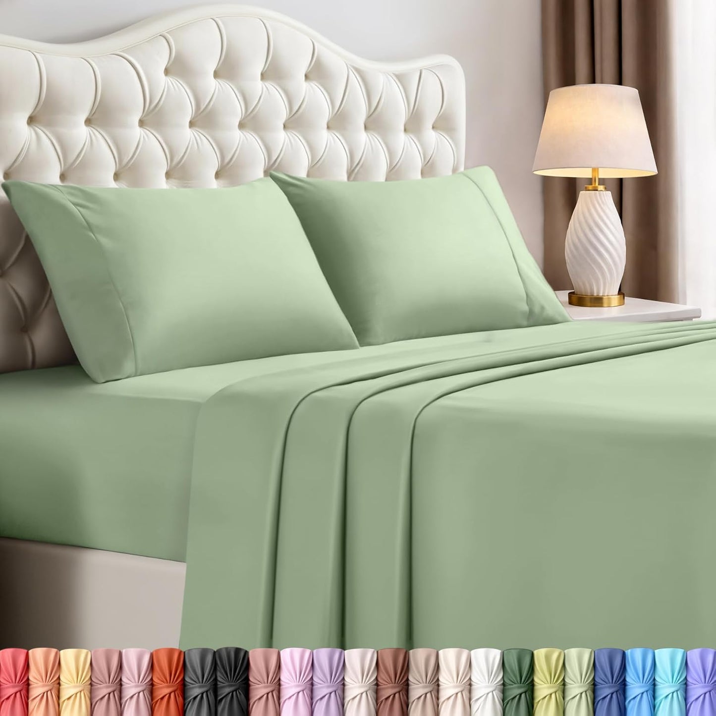 Utopia Bedding King Size Sheet Set - Soft & Breathable 4-Piece Microfiber Bedding in Sage