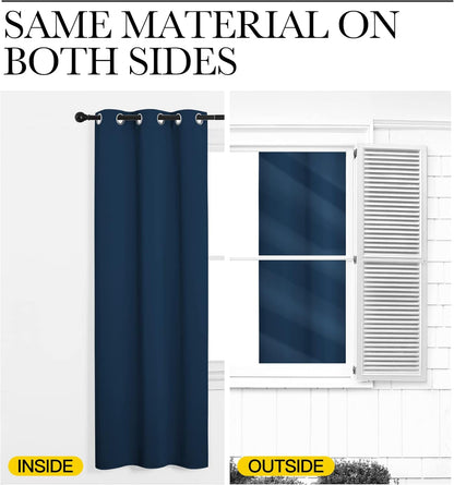 NICETOWN Moroccan Blue Blackout Curtains - 90" Long, Sound Reducing & Heat Blocking | 55" Wide, 2 Panels