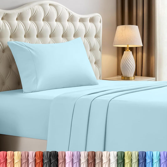 Utopia Bedding Twin Sheet Set - Soft & Breathable Microfiber, 3-Piece Bed Sheets | Ice Blue