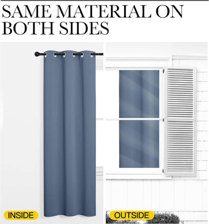 NICETOWN Blackout Curtains - Thermal Insulated Grommet Window Panels | Stone Blue, 42" x 68" (1 Pair)