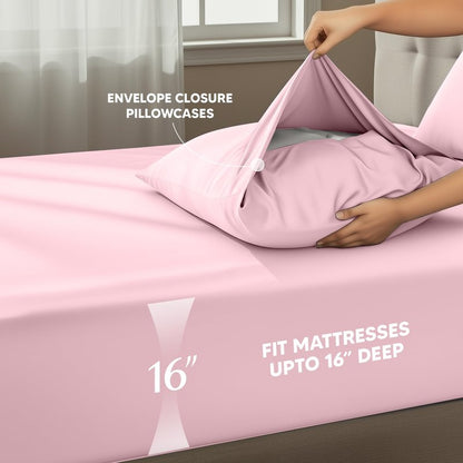 Utopia Bedding Full Bed Sheets Set - 4 Piece Bedding - Brushed Microfiber - Shrinkage and Fade Resistant - Easy Care (Full, Pink)