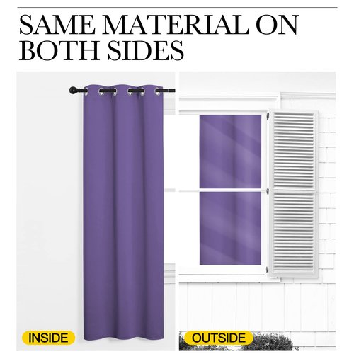 NICETOWN Bedroom Curtain Panels Blackout Draperies, Thermal Insulated Solid Grommet Blackout Curtains/Drapes (Lilac Purple, 1 Pair, 34 by 45-inch)