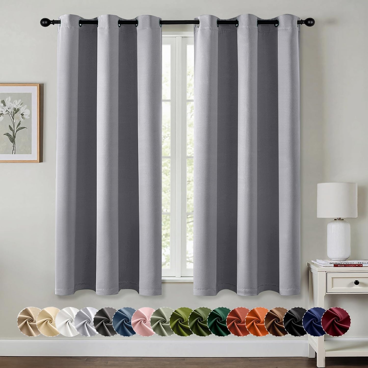 MIULEE Light Grey Blackout Curtains - Thermal Insulated Room Darkening Drapes | 54-Inch Grommet Panels