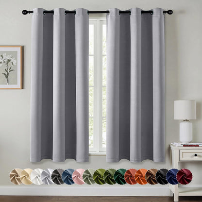 MIULEE Light Grey Blackout Curtains - Thermal Insulated Room Darkening Drapes | 63 Inches, 2 Panels