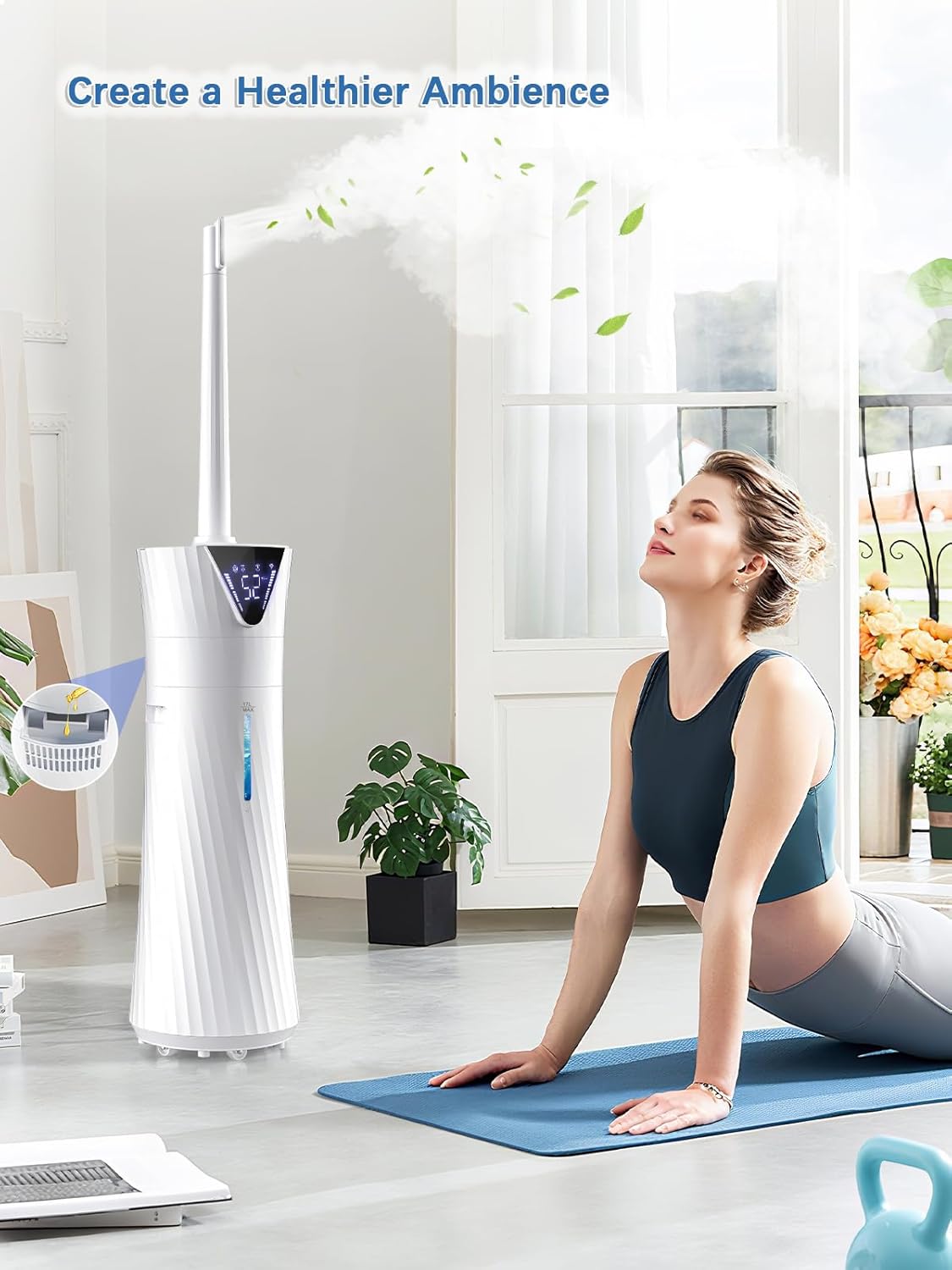 Skiennix 17L Ultrasonic Cool Mist Humidifier - Smart, Quiet Operation for Large Rooms | 2000ft² Coverage, 56H Runtime, 3 Mist Modes, White