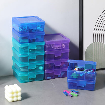 Novelinks 18-Pack Small Clear Plastic Storage Containers - Stackable Arts & Crafts Organizers with Lids