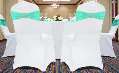 MDS Spandex Chair Sashes - Universal Fit Elastic Stretch Bands with Buckle Slider Bow | Sea Green, Pack of 125