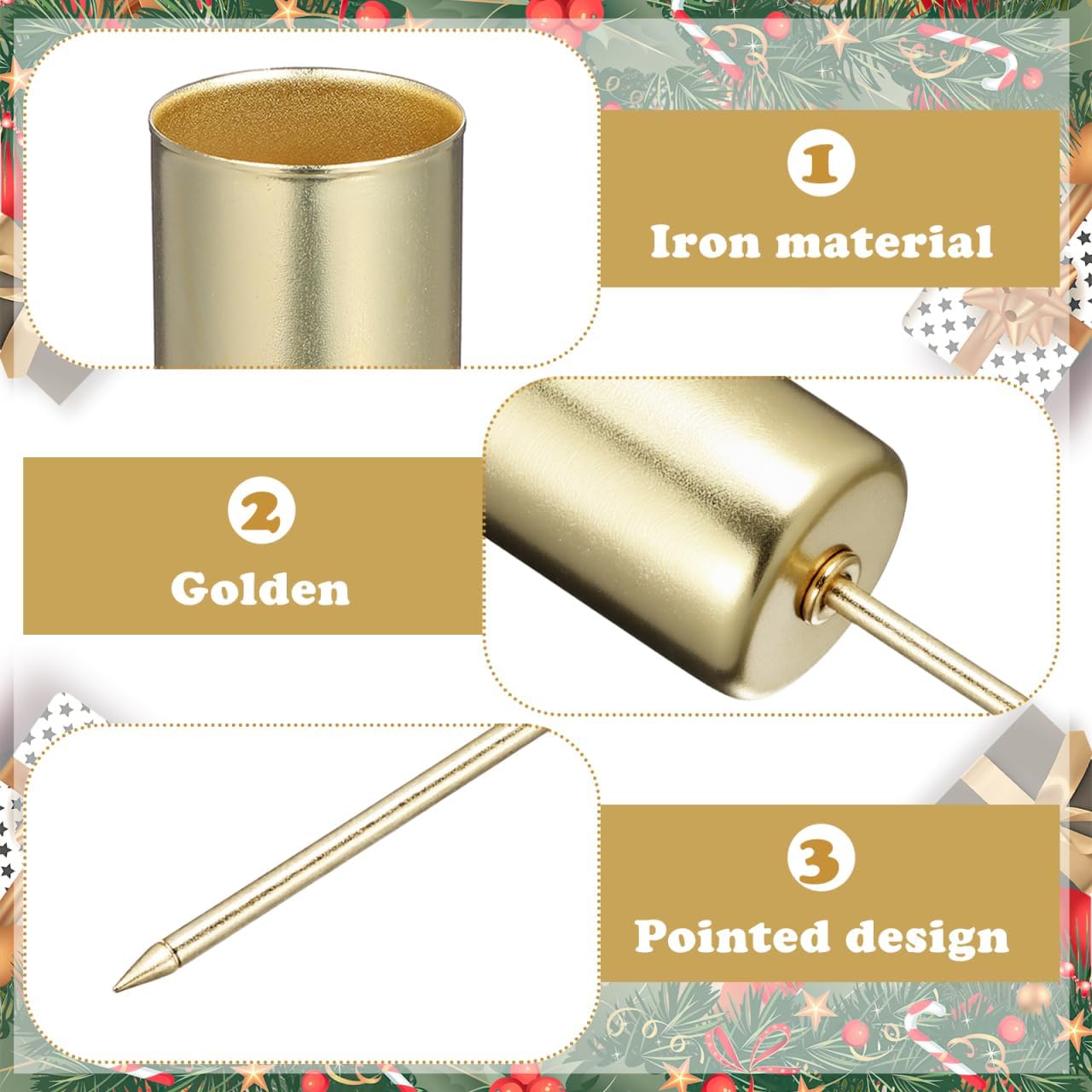 Skiennix 5-Piece Christmas Taper Candle Holder Set - Elegant Gold Liners for Advent Wreaths & Weddings