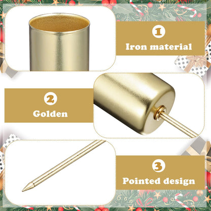 Skiennix 5-Piece Christmas Taper Candle Holder Set - Elegant Gold Liners for Advent Wreaths & Weddings