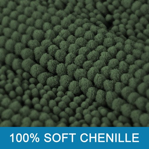 H.VERSAILTEX Bathroom Rugs Bath Rug Set 2 Piece Bathroom Contour Rug Toilet Mat Sets Non Slip Contour Bath Rug Ultra Thick Water Absorbent Striped Bath Mats(36" x 24" Plus 20" x 24" U, Bronze Green)
