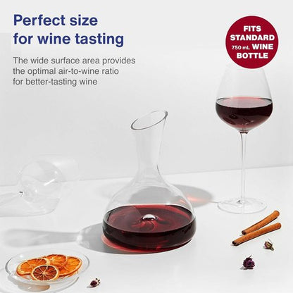 GoodGlassware Wine Decanter – Personal Red Wine Carafe with Wide Base and Aerating Punt - Crystal Clear, Full Bottle Pitcher (44 oz Capacity)