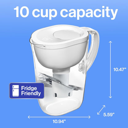 Brita Large Water Filter Pitcher - 10-Cup Capacity, BPA-Free, Includes 1 Standard Filter | Bright White