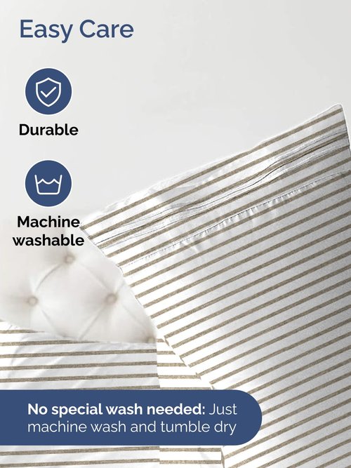 Extra Deep Twin XL Fitted Sheet - Hotel Luxury Single Fitted Sheet Only - Easily Fits 18 inch to 24 inch Mattress - Ultra Soft, Wrinkle Free w/Extra Deep Pockets - Breathable & Comfy - Beige Stripes