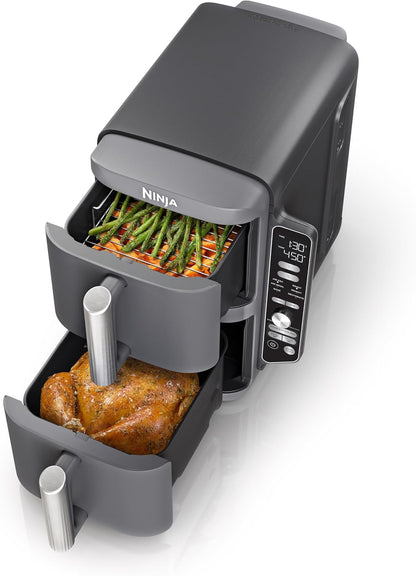 Ninja Air Fryer - 10QT Double Stack XL 2-Basket | Cooks Whole Chicken & Feeds 8 People - Grey SL401
