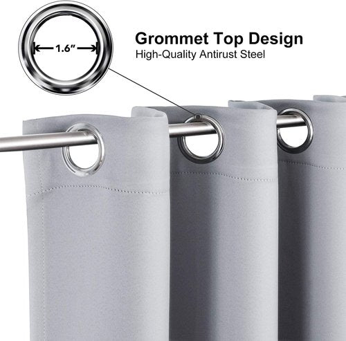 ChrisDowa Small Window Curtains - Grommet Thermal Insulated Room Darkening Panels, Light Grey (36 x 24 Inch)
