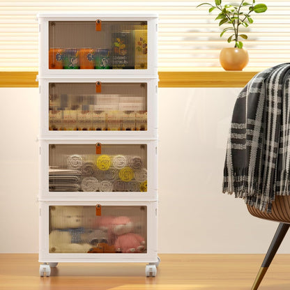 Skiennix 4-Tier Plastic Storage Bins - Stackable Containers with Wheels for Home & Office | 23QT