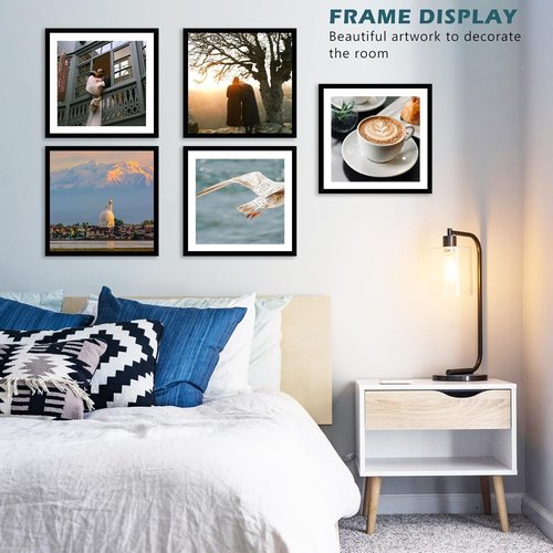 JCJMY 9 Pack Vinyl Record Frames - 12.5x12.5 with 10x10 Mat for Album Cover Display | Black