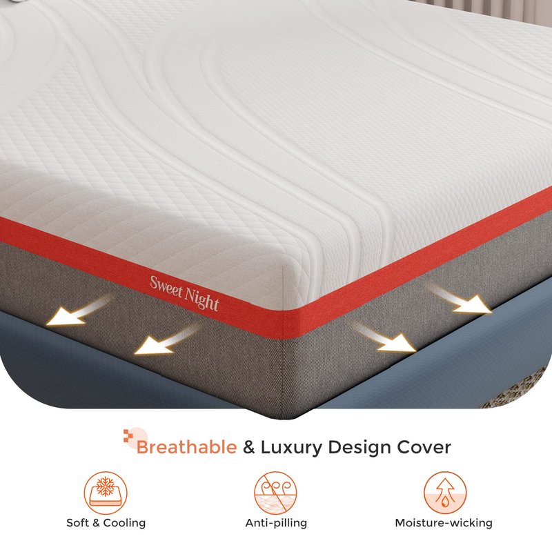 Sweetnight 12 Inch Queen Gel Memory Foam Mattress, Cool Sleep & Pressure Relief, Plush Mattress with Motion Isolation, Clarity