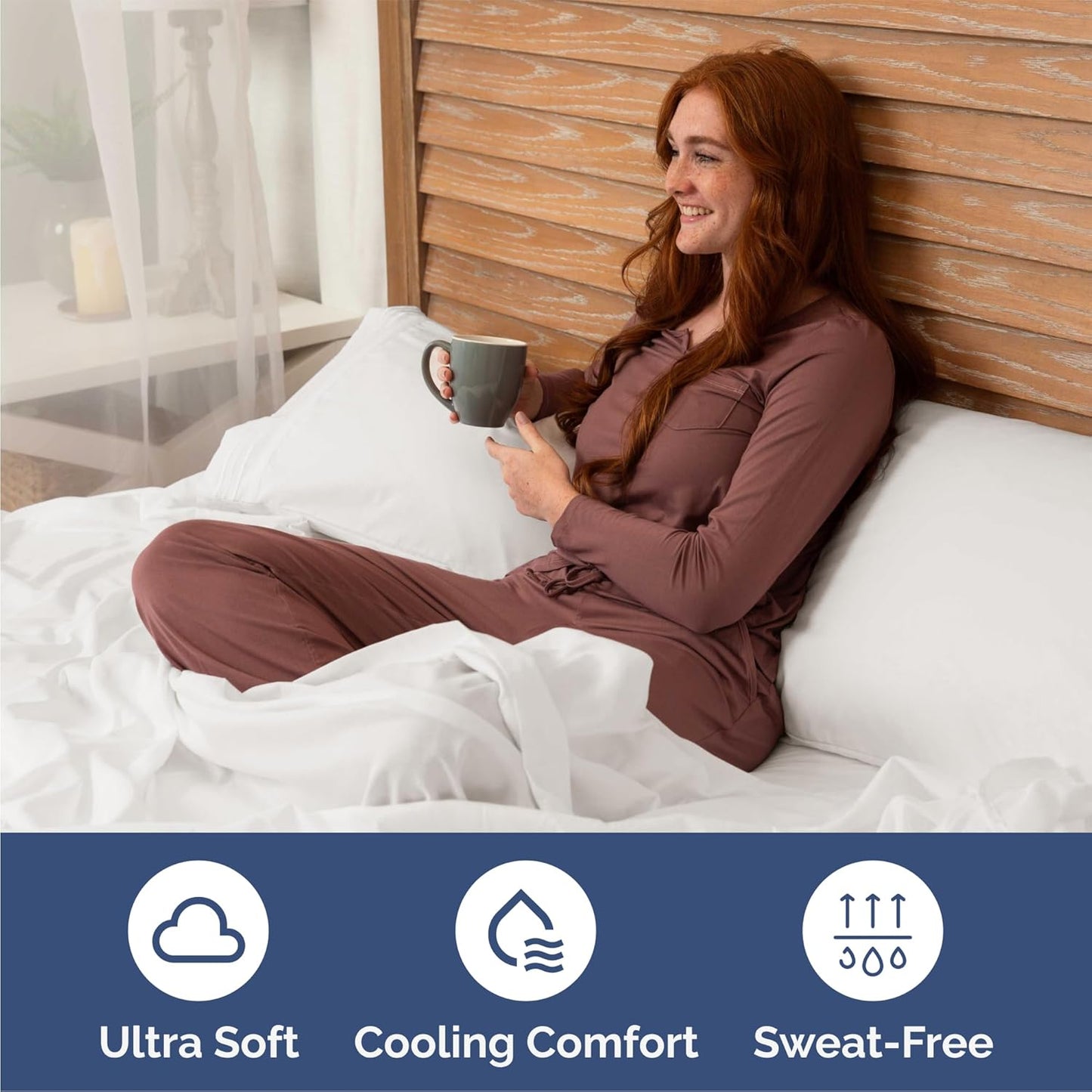 Queen Size 4-Piece Sheet Set | Skiennix Comfy Cooling Bed Sheets - Luxury Hotel Quality - Deep Pockets, Soft & Wrinkle-Free - Antique White
