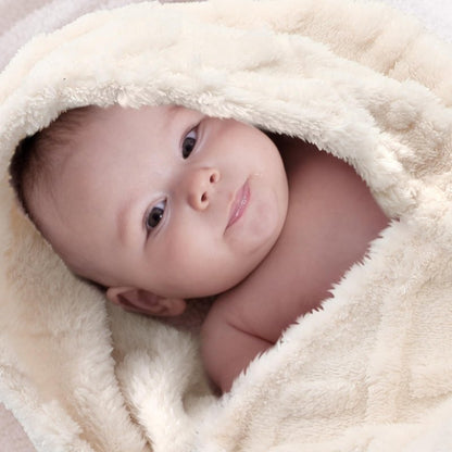 VitalCozy 4 Pcs Fleece Baby Blankets for Boys Girls 3D Soft Plush Warm Baby Receiving Blankets 30" x 40" Cozy Fluffy Infant Toddler Newborn Swaddling Blanket for Crib Nursery Bed(Light Color)