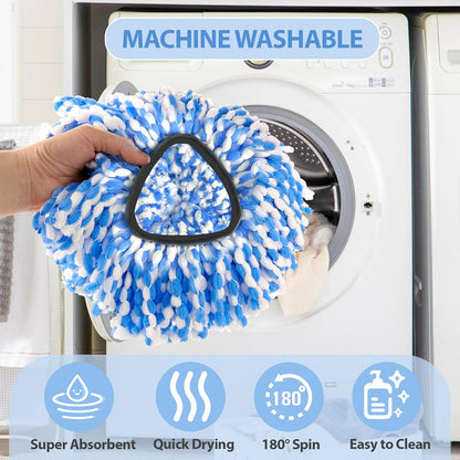 Skiennix 2-Tank Spin Mop Replacement Heads - 3 Pack Microfiber, Machine Washable for Deep Cleaning