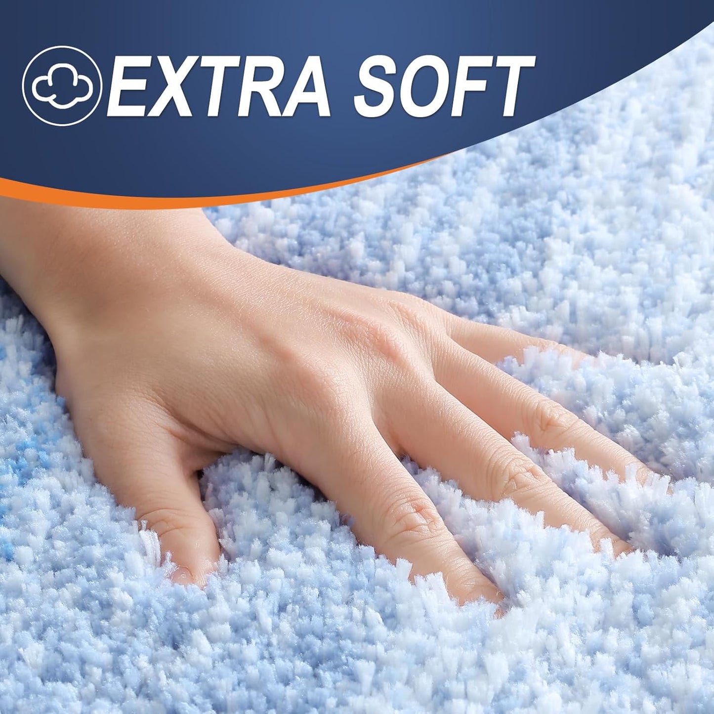 OLANLY Large Bath Rugs - Extra Soft Microfiber, Quick Dry & Washable | 40x24 Light Blue Mat