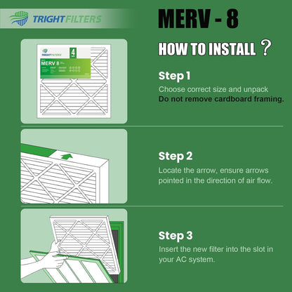 TRIGHTFILTERS 12x24x1 Air Filter - MERV 8 Pleated Dust Defense | 4-Pack Replacement for HVAC & AC Systems