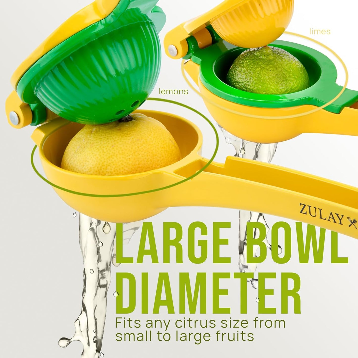 Zulay Kitchen 2-in-1 Lemon Squeezer - Max Extraction Hand Juicer for Easy Citrus Juicing - Yellow/Green