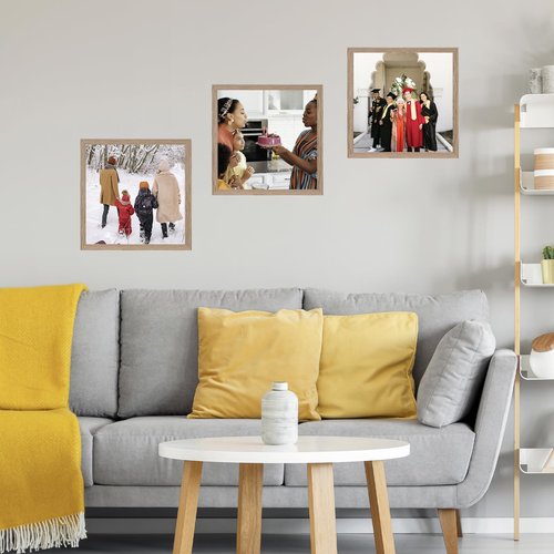 JCJMY 8x8 Picture Frame for Wall Hanging or Tabletop, Wall Mounting Horizontally or Vertically, 8 x 8 Square Wall Gallery Poster Photo Frame with Durable Shatter Resistant Plexiglass, Rustic Brown