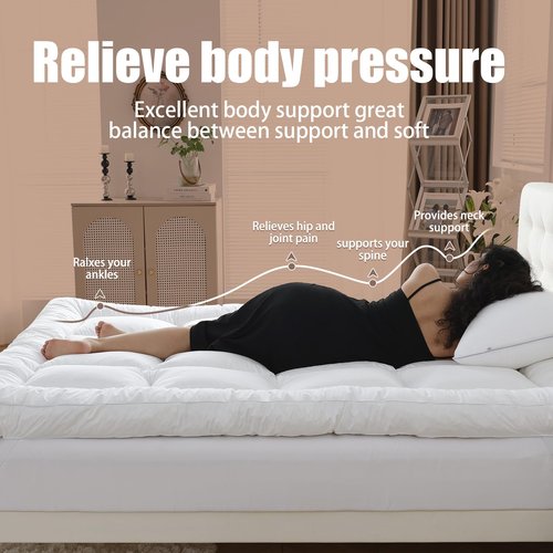 WhatsBedding 5 Inch Memory Foam Mattress Topper Queen for Back Pain Relief, Filled with Breathable Memory Foam, Soft Fluffy Supportive Bed Mattress Topper, 80x60x5 in