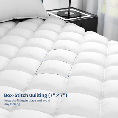 Sunflower Queen Mattress Pad, Hypoallergenic Cotton Mattress Cover, 18-22" Extra Deep Pocket Quilted Protector, Breathable&Noiseless