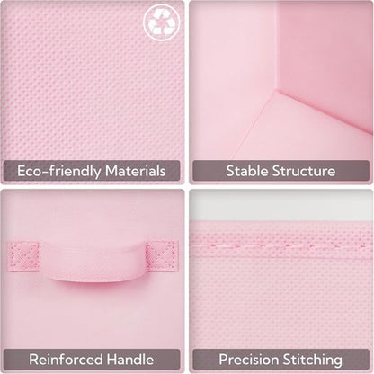 GRANNY SAYS Cube Storage Bins - 11-Inch Collapsible Fabric Organizers with Handle | Pink, 8-Pack
