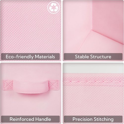GRANNY SAYS Cube Storage Bins - 11-Inch Foldable Fabric Organizers | 6-Pack Pink Decorative Baskets