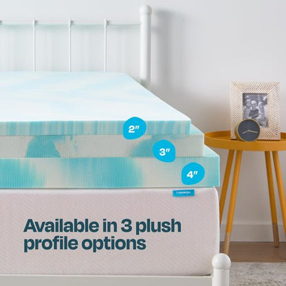 Linenspa 3 Inch Swirl Gel Memory Foam Mattress Topper, California King Size – Cooling Gel Infused, Ventilation Holes – Pressure Relieving Bed Topper – CertiPUR Certified