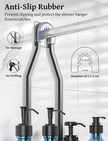 YASONIC Shower Caddy - Large Aluminum Over Shower Head Organizer with 10 Hooks & Soap Basket | Black