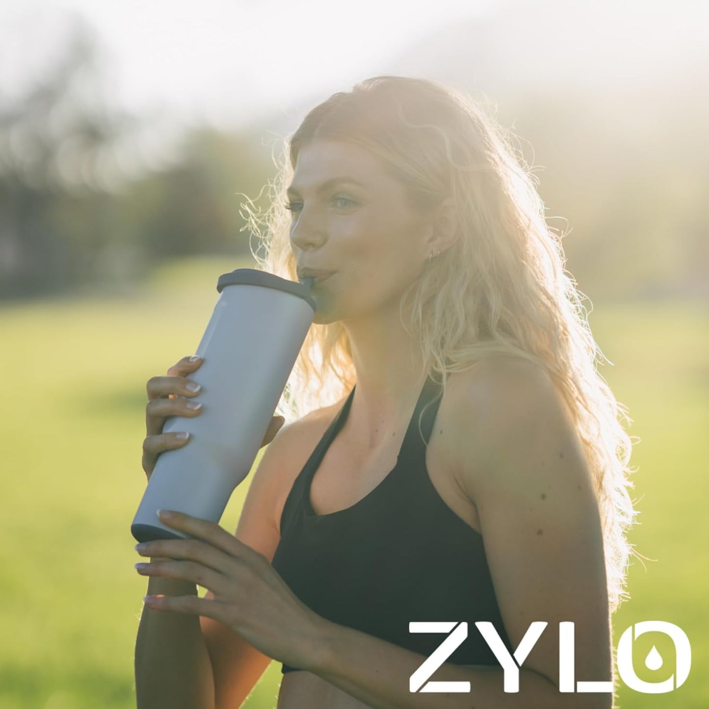 Zylo 32oz Stainless Steel Water Bottle - Insulated Tumbler with Leak-Proof Lid & Straw - Pink Algae